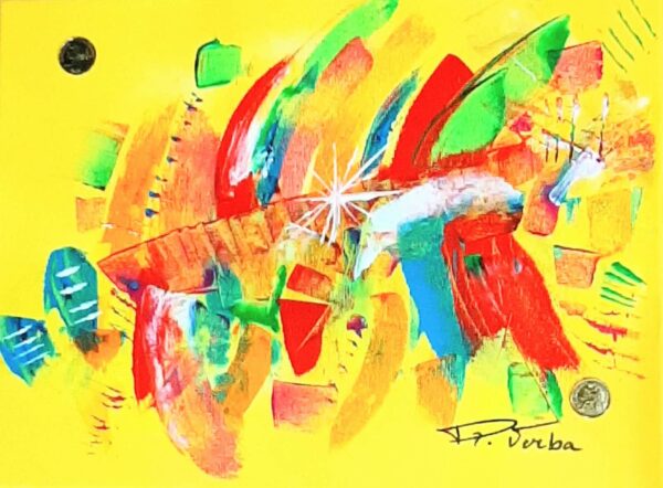 COULEURS D'ETE N°1 30×40 cm Inclusion monnaies  (clic sur image)